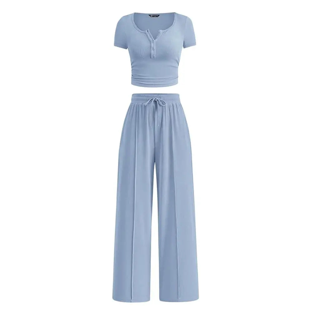 Linnea Ribbed Set - Light Blue