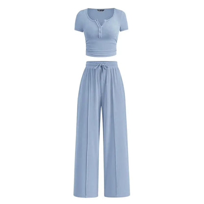 Linnea Ribbed Set - Light Blue