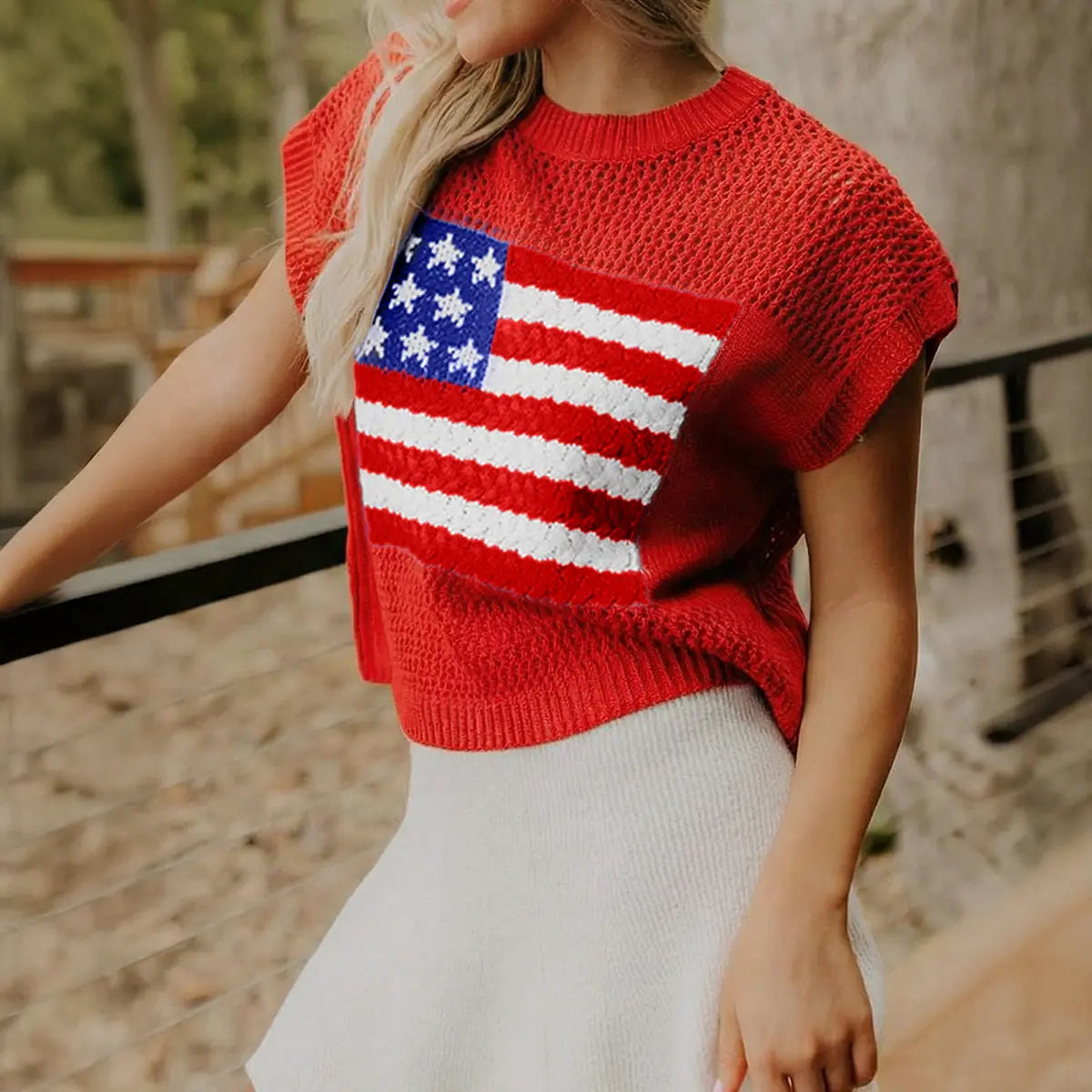 Liberty Flag Knit Top