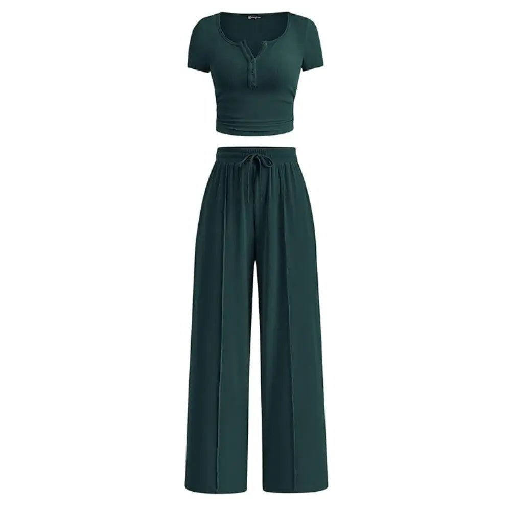Linnea Ribbed Set - Dark Green