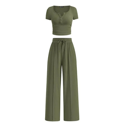 Linnea Ribbed Set - Army Green