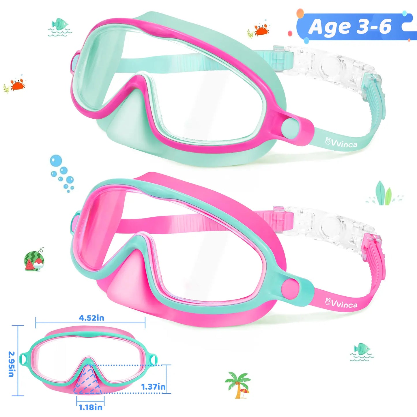 Otter Goggles - Hot Pink & Green