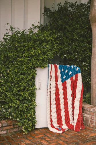 Plush flag blanket draped outdoor