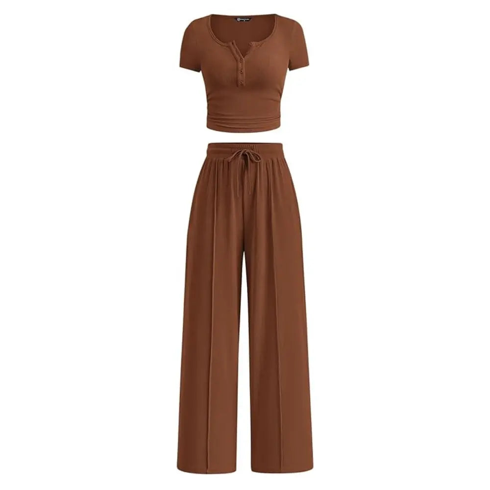Linnea Ribbed Set - Brown