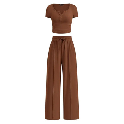 Linnea Ribbed Set - Brown