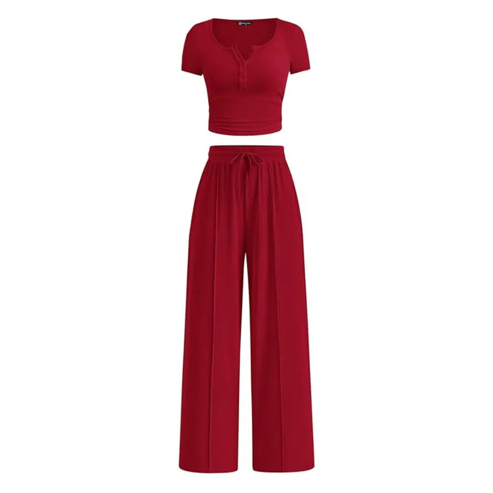 Linnea Ribbed Set - Red