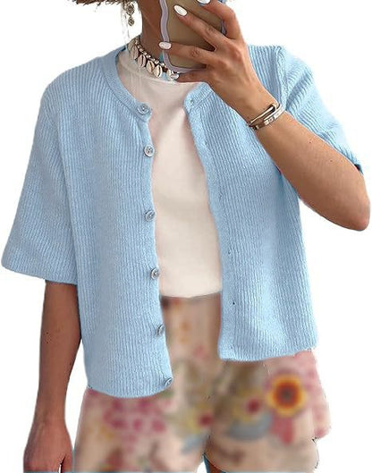 Cassia Ribbed Cardigan - Light Blue