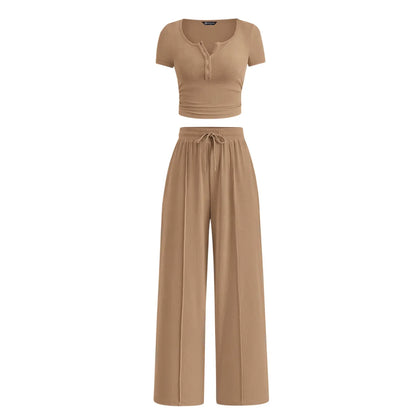 Linnea Ribbed Set - Khaki