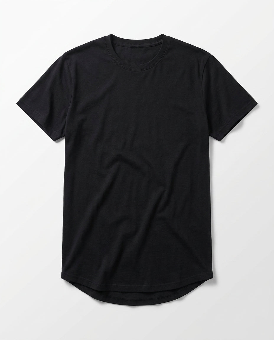 Longline Essential Crew Tee - Black