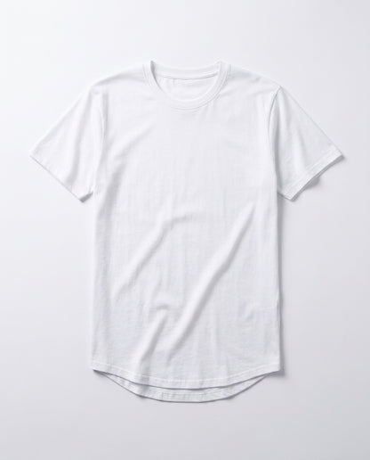 Longline Essential Crew Tee - White